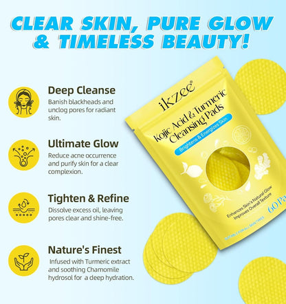 Kojic Buy 1 Get 1 Free Turmeric & Kojic Acid (60×2) Cleansing Pads (100% Geniuan)