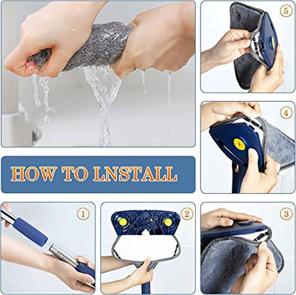 360° Rotatable Adjustable Triangle Mop with Stainless Steel Long Handle
